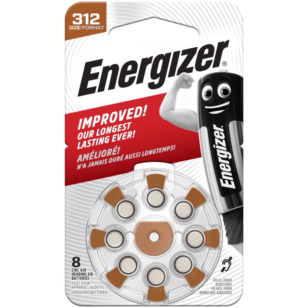 Baterii Energizer AZ312DP8 Zinc Air, marimea 312 pentru Aparate Auditive, 8 buc