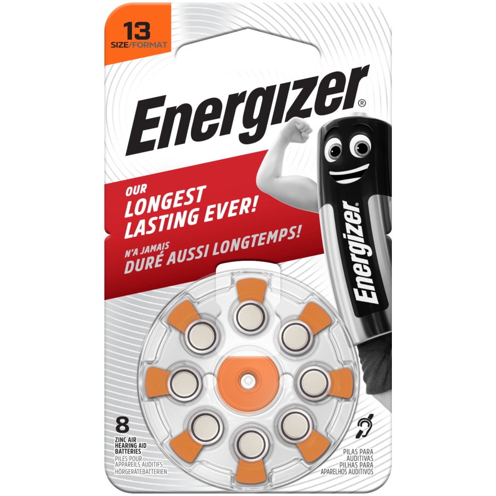 Baterii Energizer AZ13DP8 Zinc Air, marimea 13 pentru Aparate Auditive, 8 buc