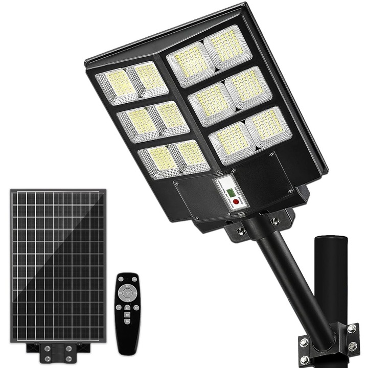 600 W-os napelemes lámpa monokristályos napelemmel, 480 LED-del, rúddal + távirányítóval, ClassLights