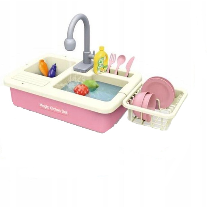 Rózsaszín konyhai mosogató szett vízkeringető funkcióval és 14 kiegészítővel Magic Pink