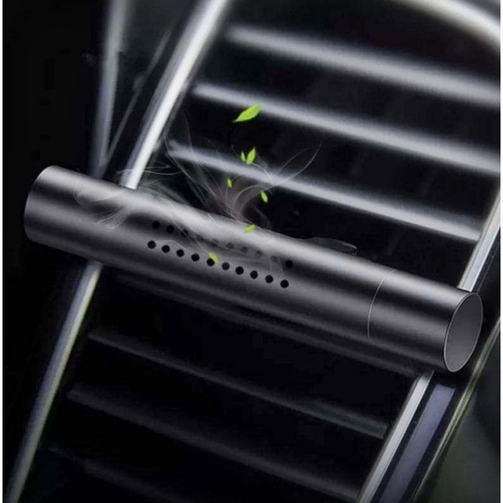 Odorizant Auto idealStore, Fixare Pe Grila de Ventilatie, Parfum de Baza de Ulei, Instalare Rapida, Material Premium din Aluminiu, Rezistent la Rugina, Culoare Negru