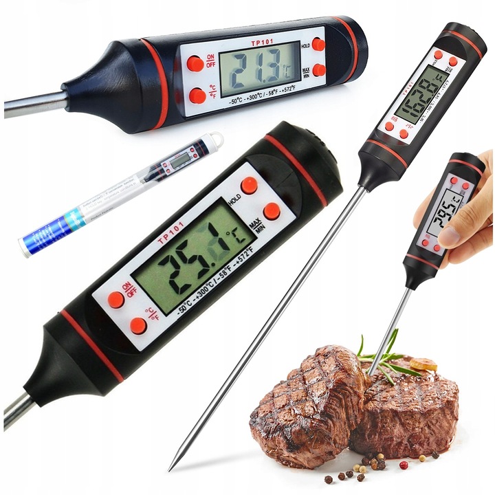 Дигитален термометър за месо, Home Markt24, LCD, черен, 23,5 см