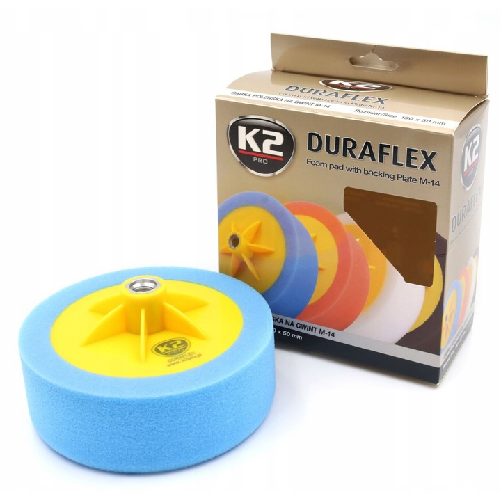 Полираща гъба K2 Duraflex, 150мм, абразивна структура, за премахване на драскотини