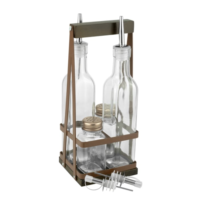 Oliviera HORECANO-HELLA-BLACK, pachet de 4, lemn/metal, bronz, 280ml/65ml