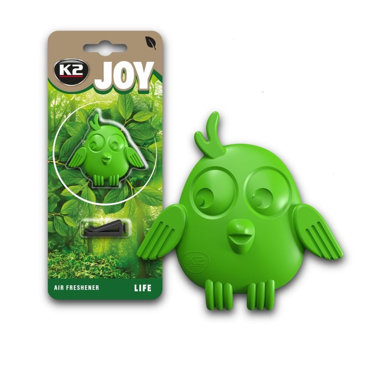K2 Joy autóillatosító, madár design, zöld, könnyű rögzítés