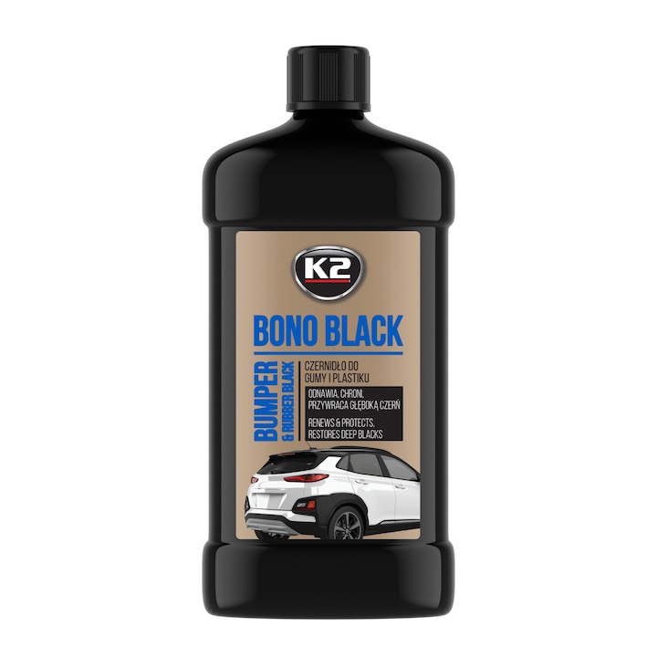 K2 Bono Black 500ml gumi- és műanyagtisztító, UV-védelem, tartós hatás, fekete