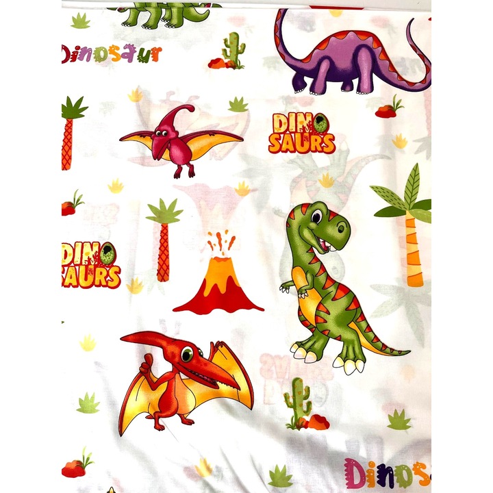 Material textil, bumbac 100% natural latime 240 cm, model Dinozauri