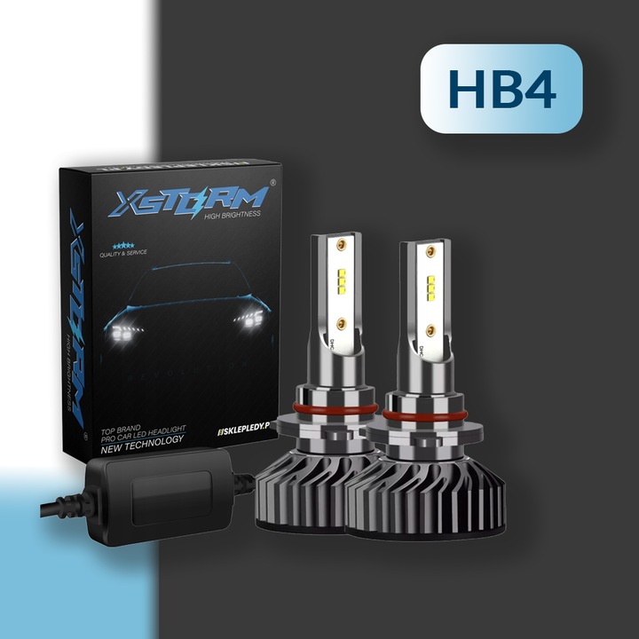Set 2 Becuri Led Auto Hb4, Xstorm, P22D, 100 W, 6000 K, 20000 Lm, 12 V, 50000 H, Faruri De Drum, Faruri De Intalnire, Faruri Anti-Ceata