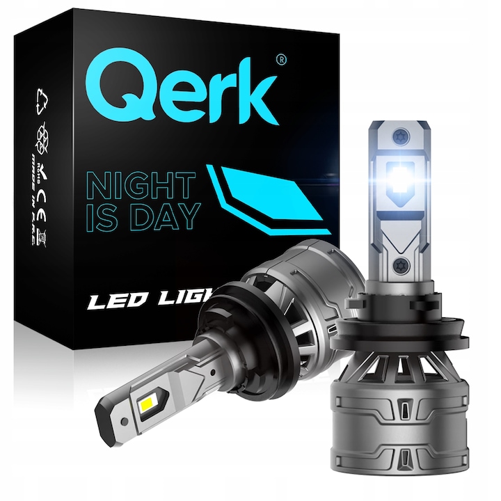 Комплект 2 крушки, LED, QERK, H11, 6000K, Сиви