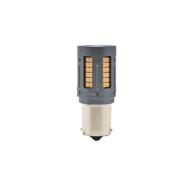 2db izzós készlet egyfázisú p21w, BA15S, 84SMD, Canbus, 12V-24V, nem poláris, Sárga fény