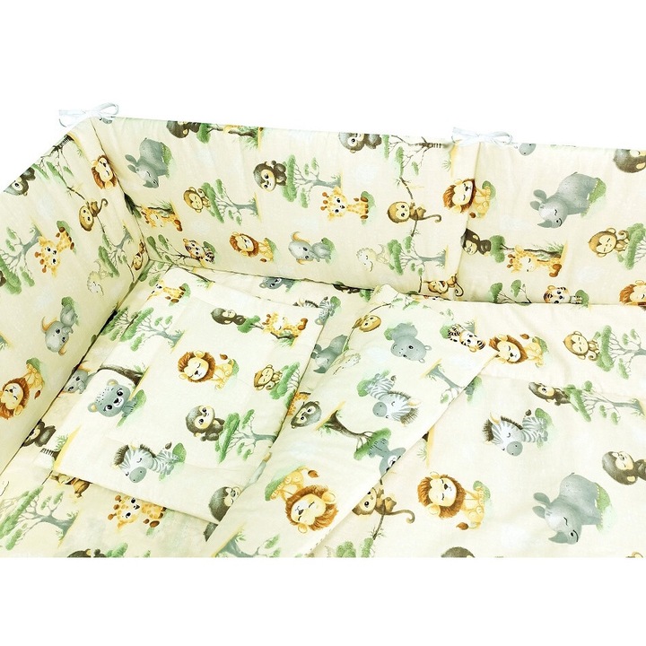 Lenjerie patut bebe din bumbac cu 5 piese Monkey