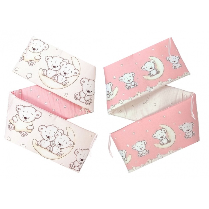 Set aparatori laterale pentru patut 120 x 60 cm Teddy Pink