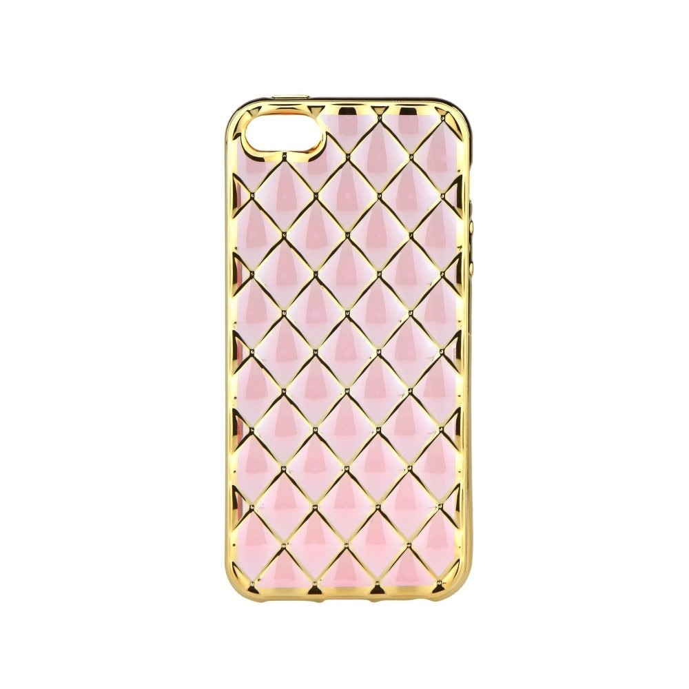 Husa LUXURY pentru iPhone 5/5S/5SE, Silicon - Roz-Auriu