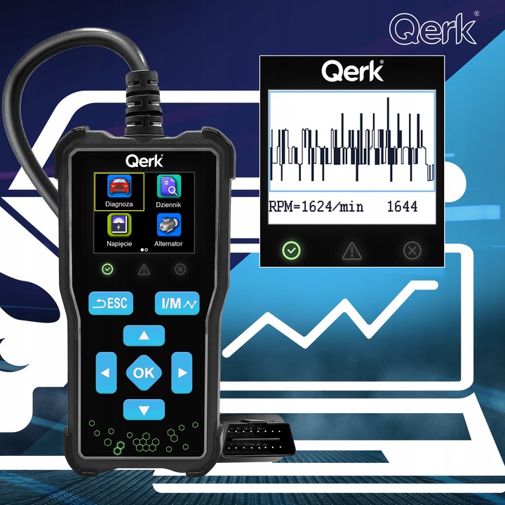 Тестер, Qerk T61, OBD, Четене на кодове за грешки (DTC), Автомобил/ван, Черен