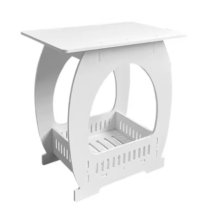Мини масичка за кафе, 2 нива, Устойчив MDF, Елегантен дизайн, Размер: 40 х 36 х 24 сантиметра, Цвят: Бял