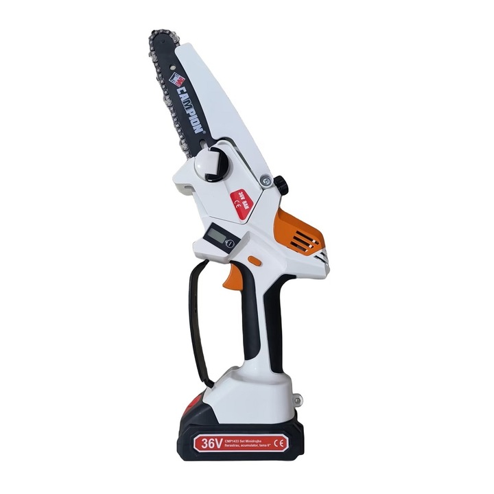 Мини верижен трион с 6-инчово острие, Campion CMP 1433, Батерия 36V, 8Ah, 30 x 12,5 x 13 cm, Бял