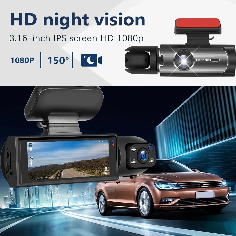 Autós DVR kamera, Dash Cam 1080P videó, kettős első és hátsó autós ...
