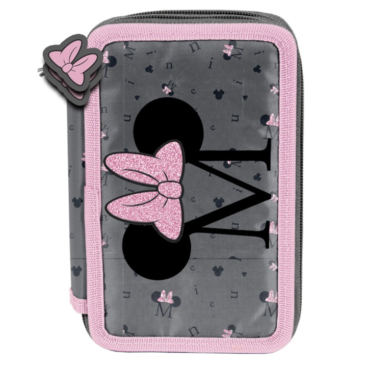 Penar cu 3 compartimente, PASO, Myszka Minnie, 20x13x6,5cm, set complet de rechizite