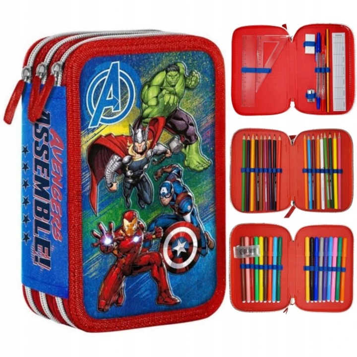 Penare Giotto, комплект с 3 отделения, 18 цвята моливи, 18 цвята маркери, 20x13x7cm