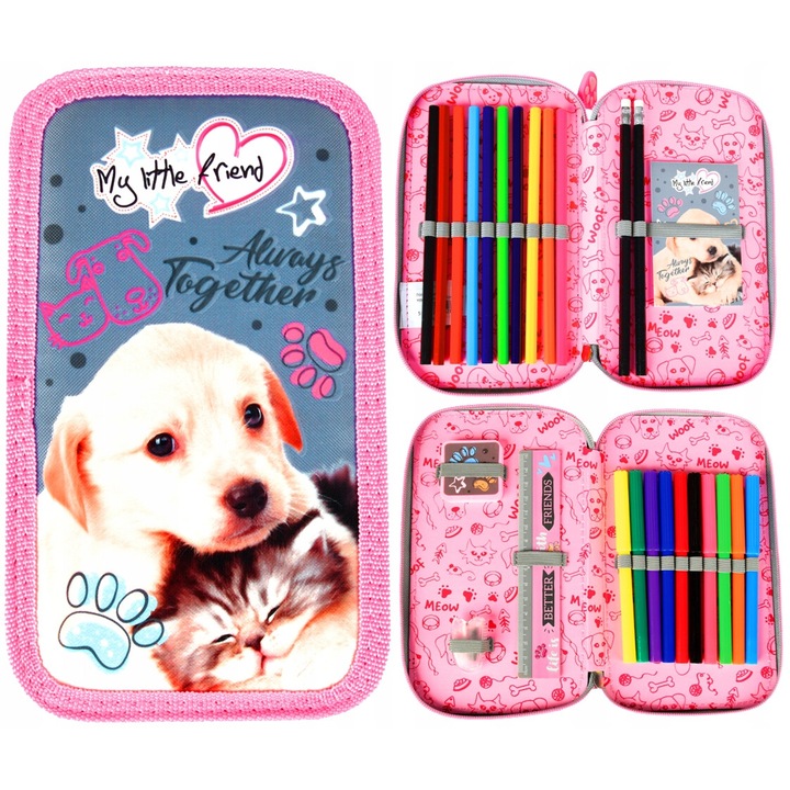 Penare set, St. Majewski, My Little Friend Dog, 10 creioane colorate, 10 markere, 21x12,5x4cm