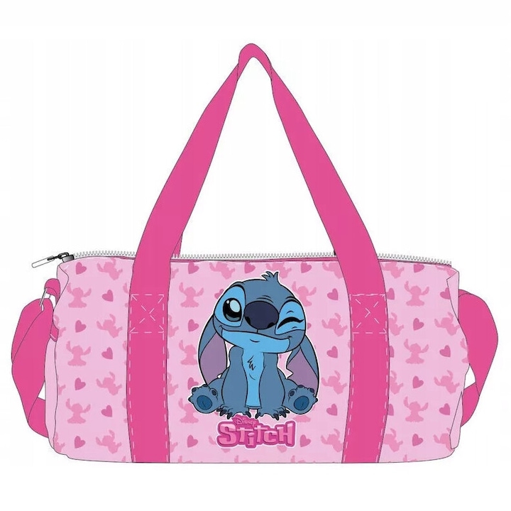 Geanta sportiva, Difuzed, Stitch, roz, 38x22x18cm