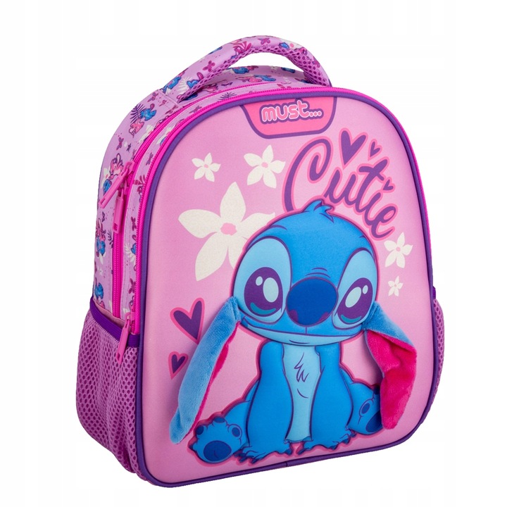 Ghiozdan pentru copii, Disney Stitch Cutie Must, 2 compartimente, roz, 27x31x10cm
