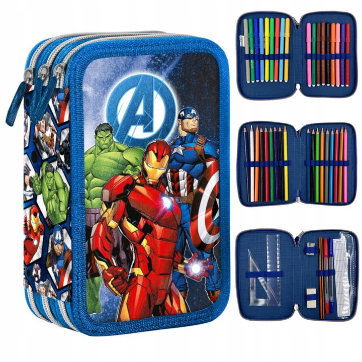 Несесер за химикалки Отмъстителите, Giotto, 20x13x7см, 3 отделения, червен