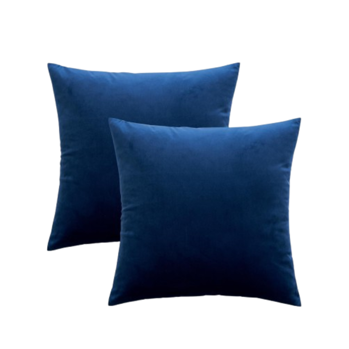 Set 2 fete de perna MIULEE, moi, decorative, din catifea, 60 x 60 cm, Albastru inchis