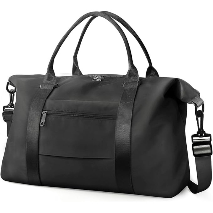 Пътна чанта, за самолет, 55x27x18, 37L, водоустойчива, сгъваема, черна