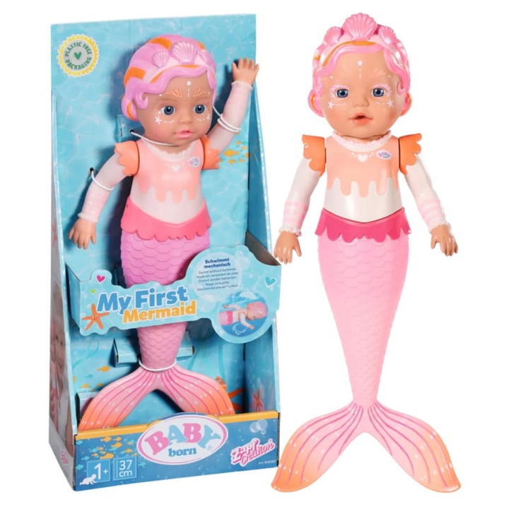 Кукла Русалка, Baby Born, My First Mermaid, 37 см, без батерии, играчка за баня