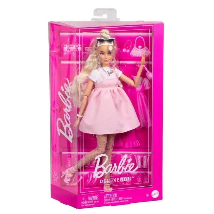 Кукла Barbie Fashion Icon - Deluxe Style, розова рокля, изящни очила и чанта със сърце