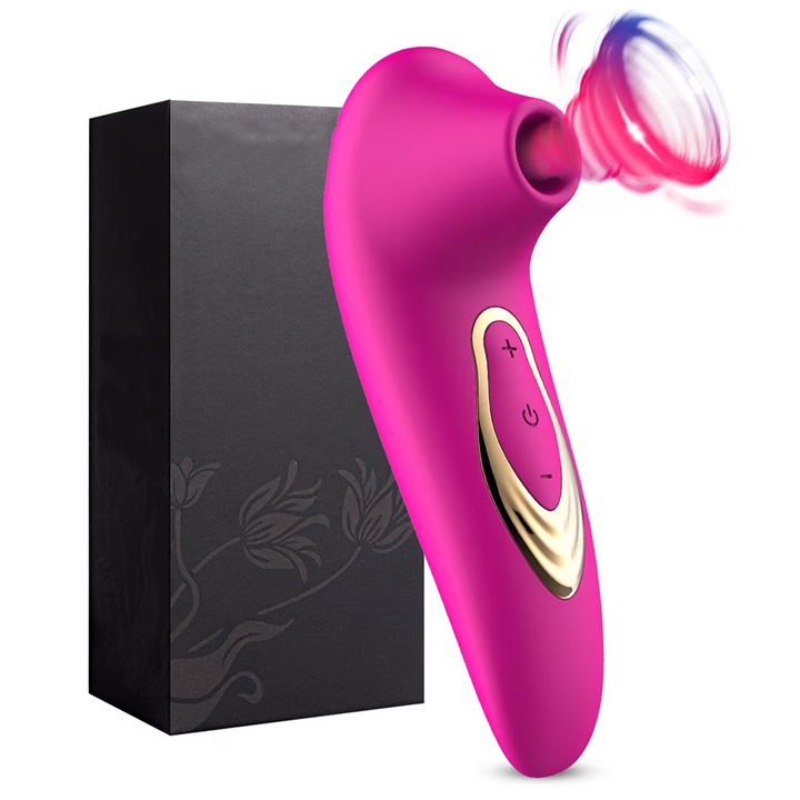 Vibrator Supt Teno®, jucarie sexuala, stimulare dubla, san si clitoridian, 10 intensitati, waterproof, durabil, puternic, usor de utilizat, placere maxima, roz