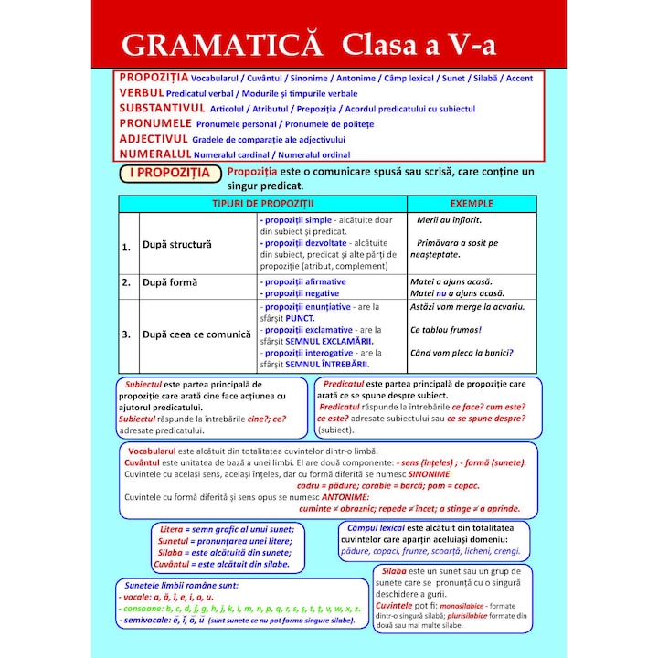 Plansa gramatica clasa 5 - 6 pagini