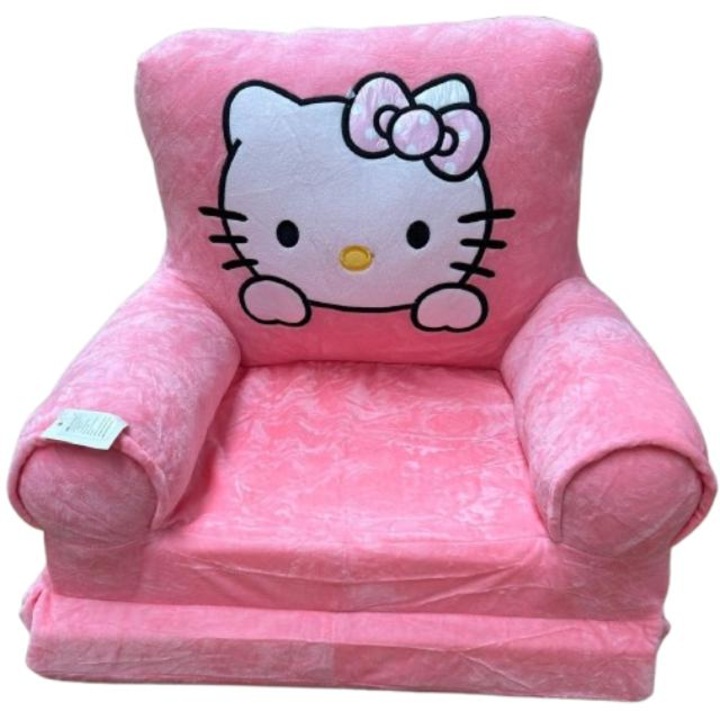 Hello Kitty puha kihúzható gyerekfotel, rózsaszín, 80x45x40cm