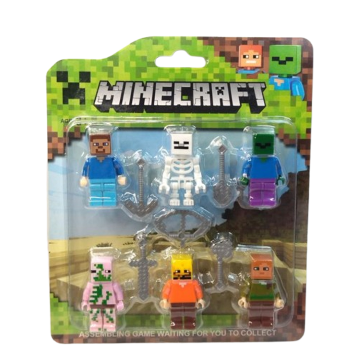 Set 6 Figurine VICTINY ®, mine world, cu accesorii, multicolor, 4-5cm