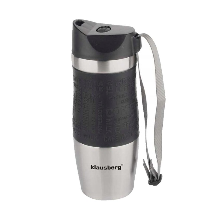 Termos din inox, negru, capacitate 380ml, Klausberg