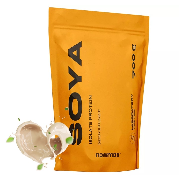 Proteina din soia, Nowmax, 700 g, pudra, fara aditivi, pentru masa musculara