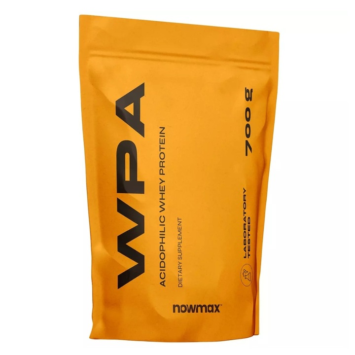 Proteine Nowmax WPA 700g, pudra proteica naturala, fara zahar, fara lactoza, pentru masa musculara si energie