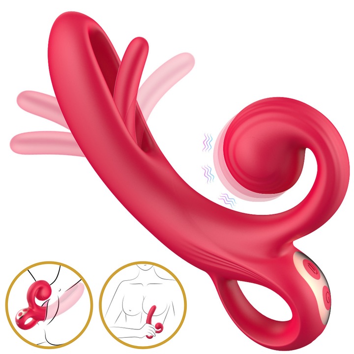Vibrator Multifunctional pentru Femei cu 12 de functii, Stimulator pentru Clitoris, Vaginal, Jucarie Intima pentru Cupluri, Stimulare Intensa a Clitorisului si Vaginului cu Limba si Mobul in Miscare