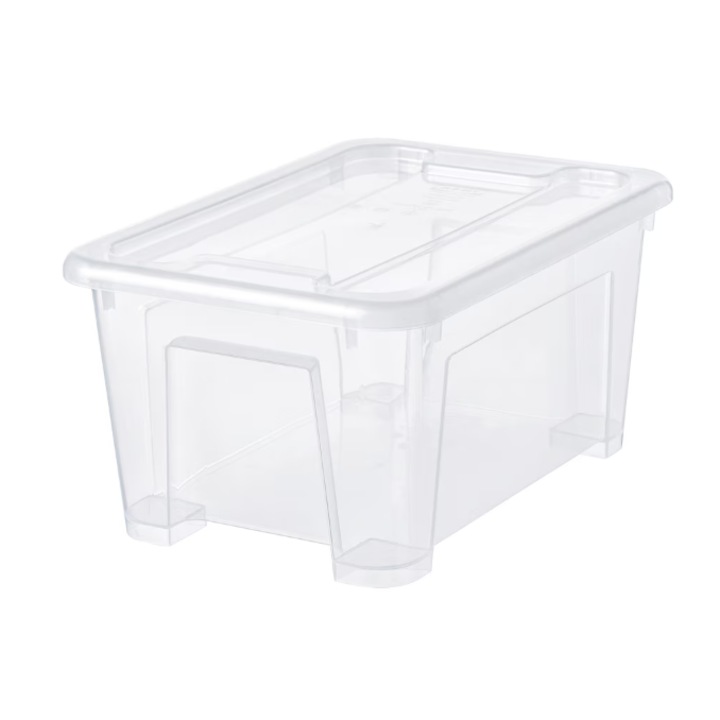 Cutie de depozitare cu capac, transparenta, 5L, 28x20x14 cm, plastic rezistent