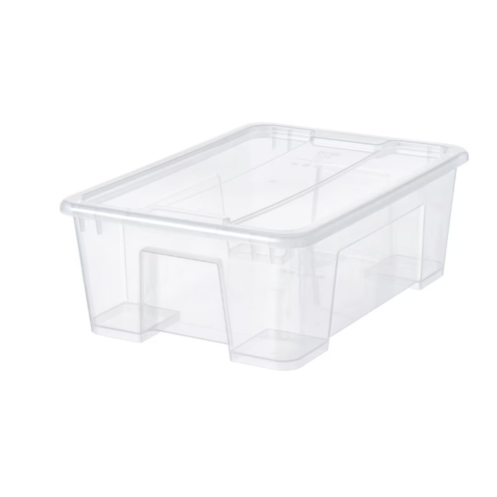 Cutie de depozitare cu capac, transparenta, 11L, 39x28x14 cm, plastic rezistent