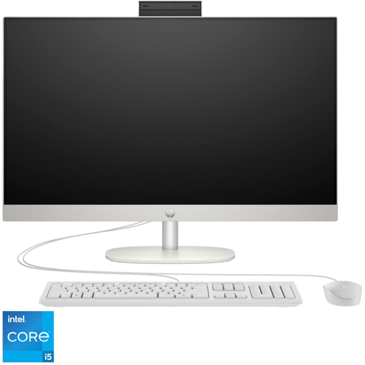 Настолен компютър All-in-One HP 27-cr0009nq, Intel® Core™ i5-1335U, 27", Full HD, IPS, 16GB DDR4, 512GB SSD, Intel® Iris® Xe Graphics, Free DOS, White