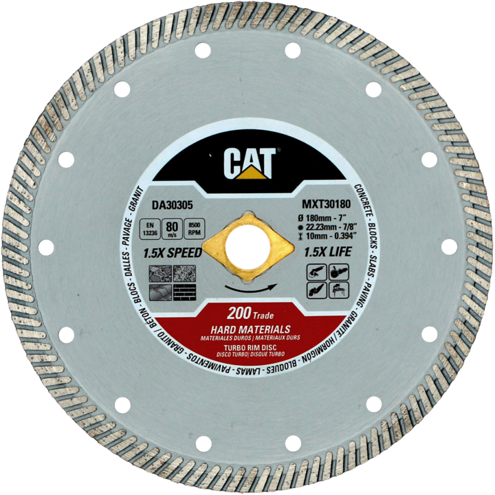 Disc diamantat CAT turbo pentru materiale dure, 230 mm, 200 TRADE, Model DA30306