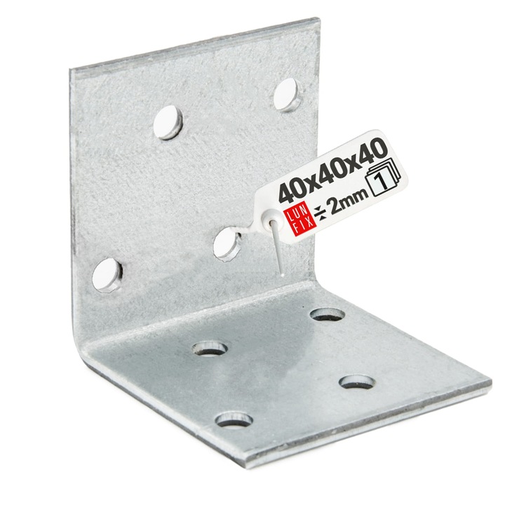 Coltar fixare Lun Fix 40x40x40mm, 2mm, zincat