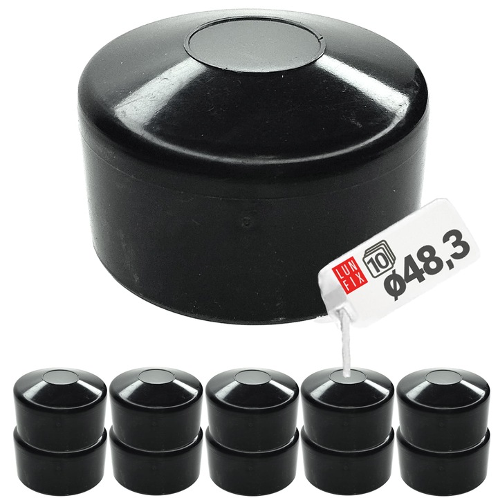 Set 10 Capace stalpi rotunzi, Lun Fix, polietilena, negru