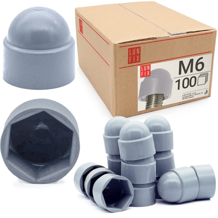 Lun Fix 100 db csavaros kupak készlet, szürke, 9,9x13,2x13,4 mm