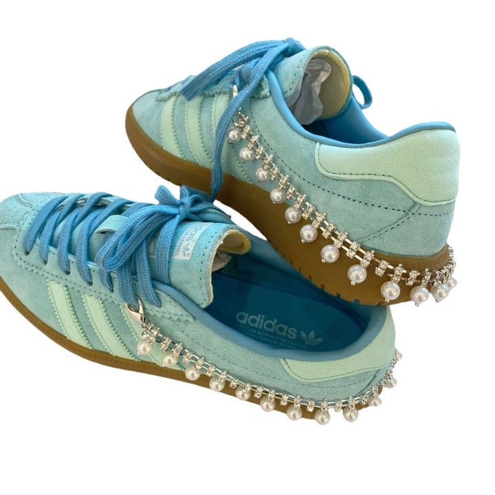 Set 2 lanturi decorative pentru pantofi, 30cm, Auriu/Alb