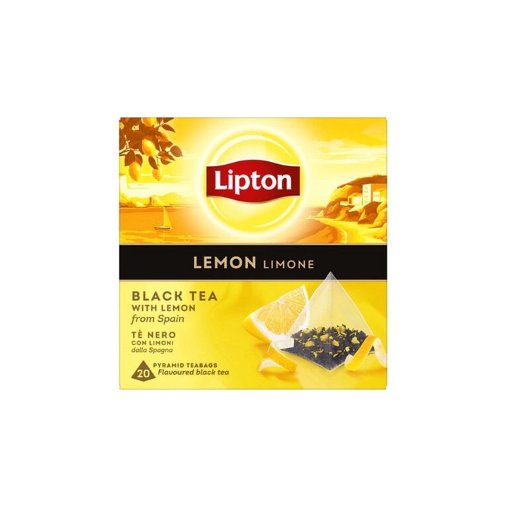 Ceai negru, Lipton, cu lamaie, 20 pliculete