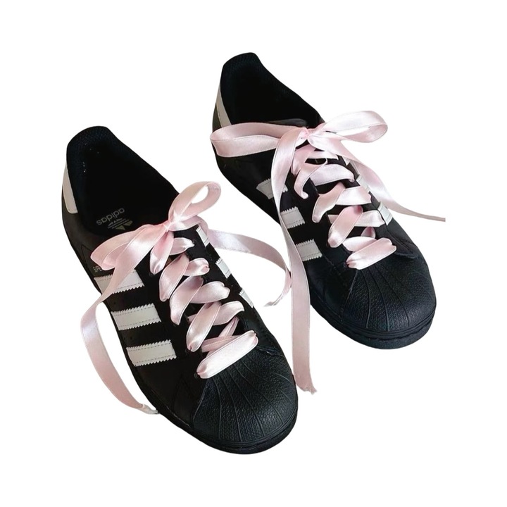 Set 2 sireturi decorative incaltaminte, Satin, 120cm, Roz