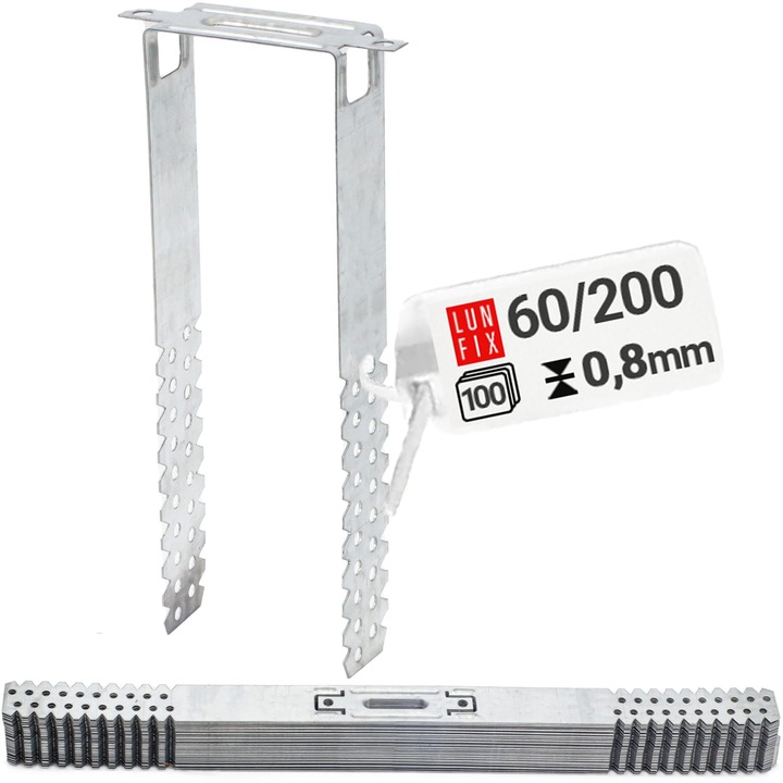 Set 100 Brida fixare ES 60/200, Lun Fix, otel zincat, 0,8-1 mm